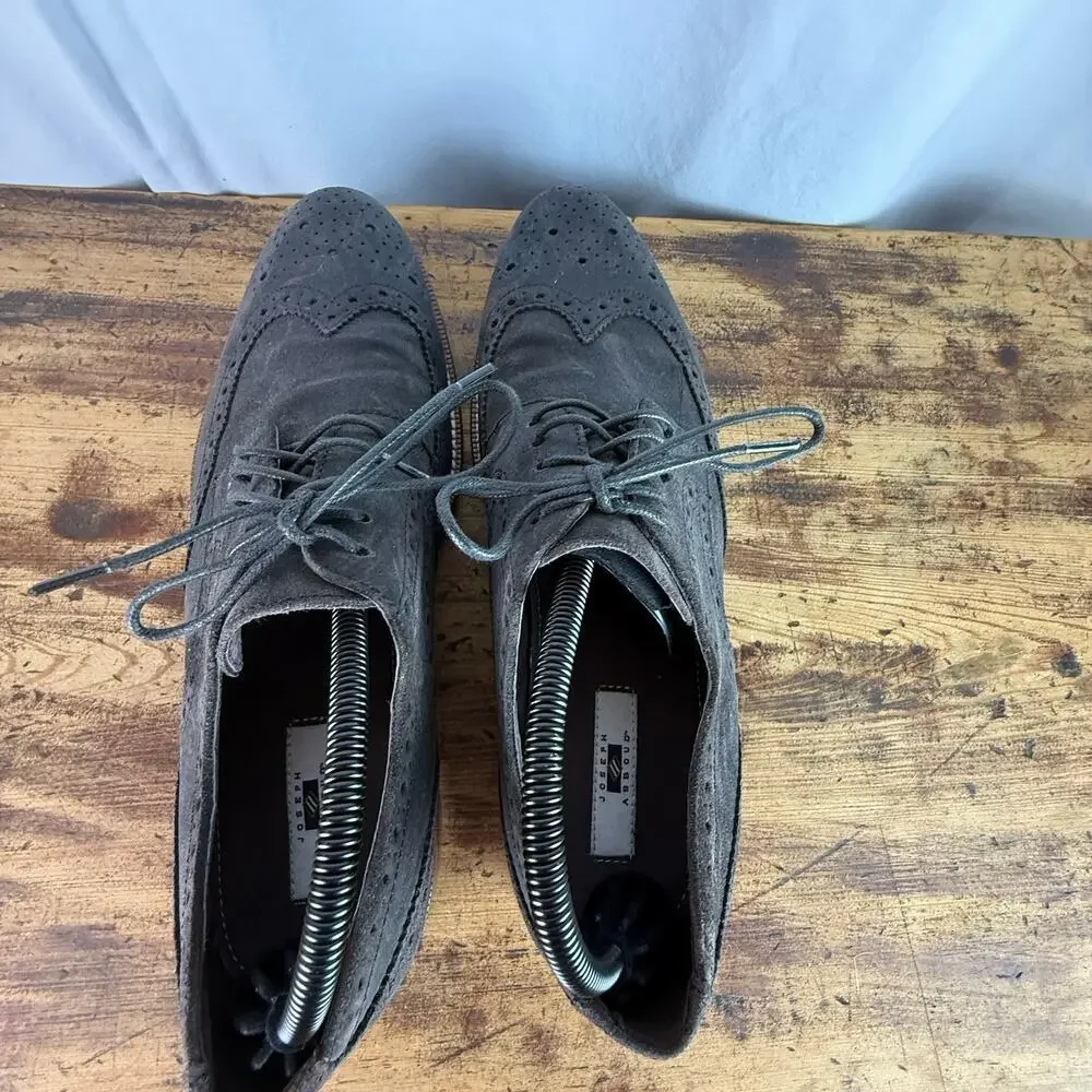 Joseph Abboud Mens Shoes 10.5 D Gray‎ Suede Leather Wing Tip Fredrick Oxford